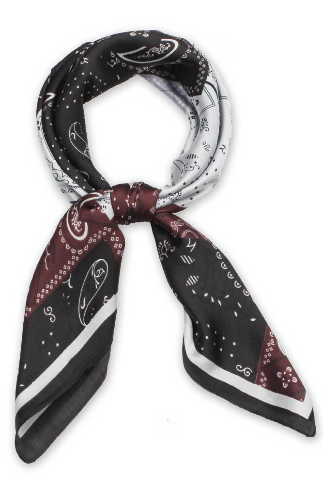 Bandana Pattern Print Satin Square Scarf