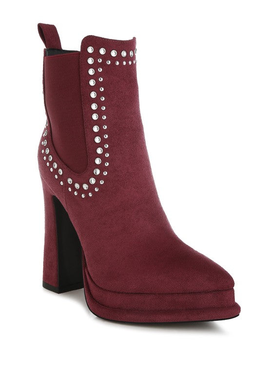 Dalton Studs Embellished High Ankle Boots