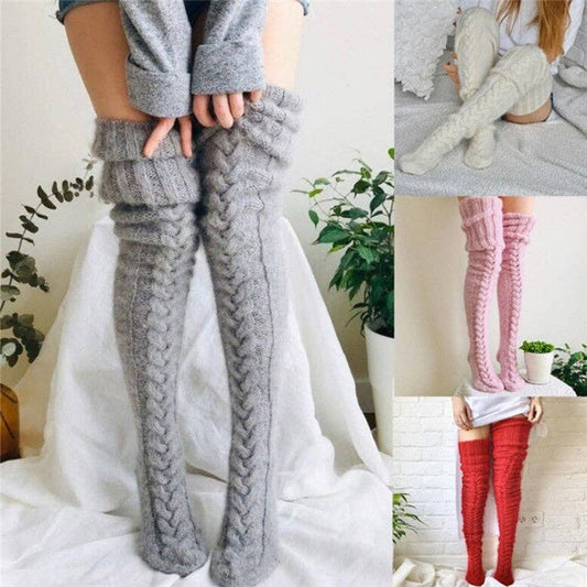 Over-The-Knee Cable-Knit Socks