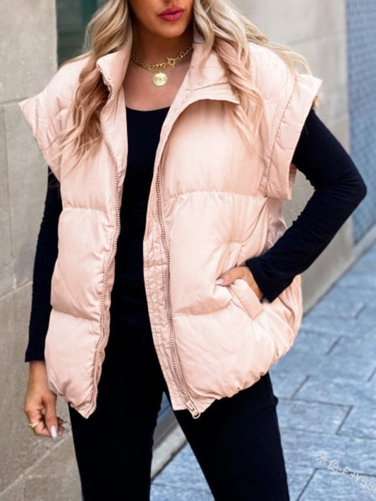 Capped Sleeve Puffy Vest