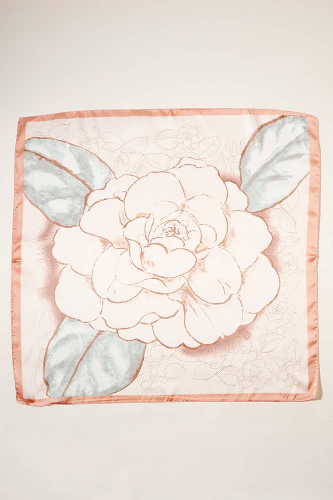 Big Rose Square Silky Scarf