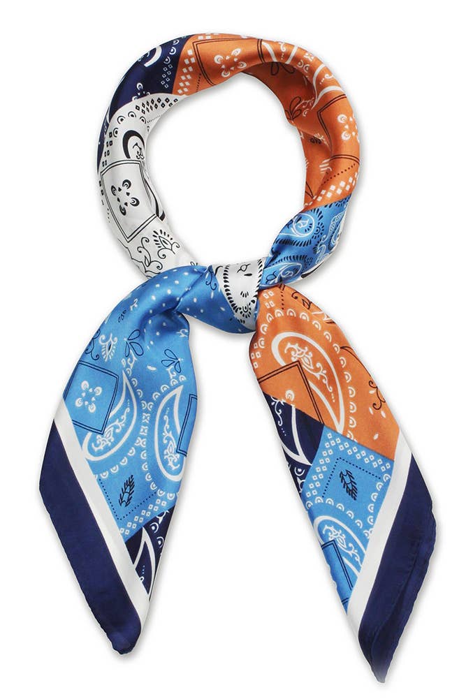 Bandana Pattern Print Satin Square Scarf